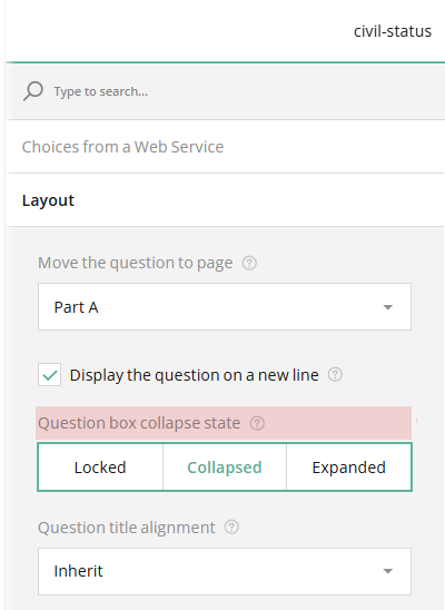 How to set a question collapse state